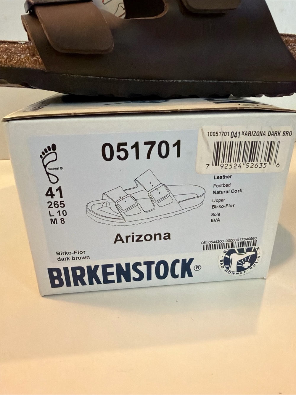 Birkenstock Arizona Two-Strap Sandal in Dark Brown Size EU 41 - Picture 3 of 7